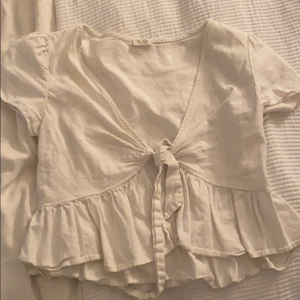 Cute White Tie Up Crop